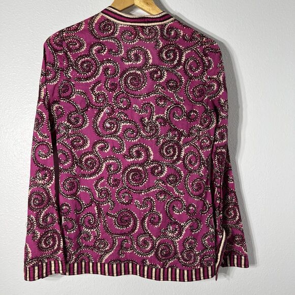 Tory Burch Shirt Women 6 Sequin Stephanie Tunic Fuchsia Lightweight Vibrant - Picture 5 of 11